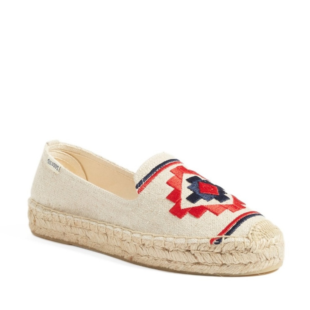 Soludos New Espadrilles Embroidered Slip-On Platform Flats Women's 10